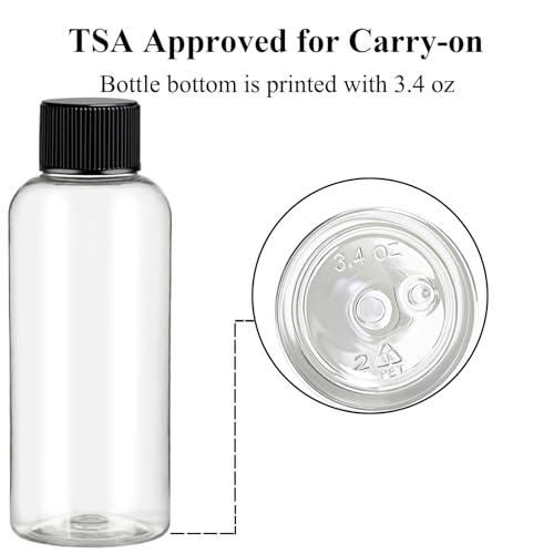 DNSEN 3.4 oz Travel Size Mouthwash & Toiletry Bottles, 5 Pack
