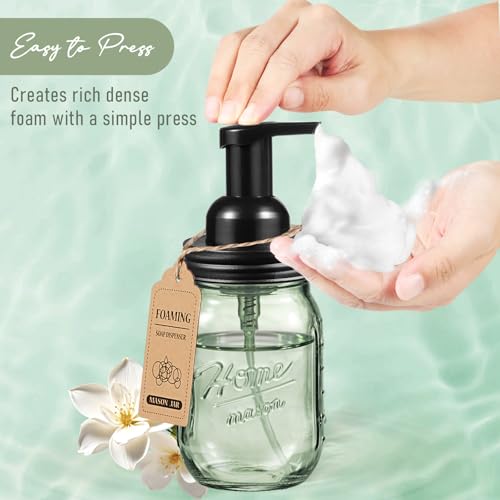 SheeChung 16oz Green Glass Foaming Soap Dispenser - Black Regular Mouth