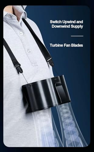 KONPWAY Portable Dual Head Waist Fan - Wearable Neck Fan for Outdoor Use
