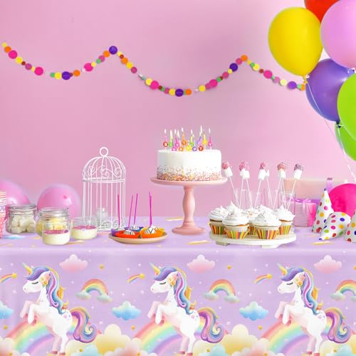 Cextoga Unicorn Disposable Tablecloths, 4-Pack Waterproof Party Covers