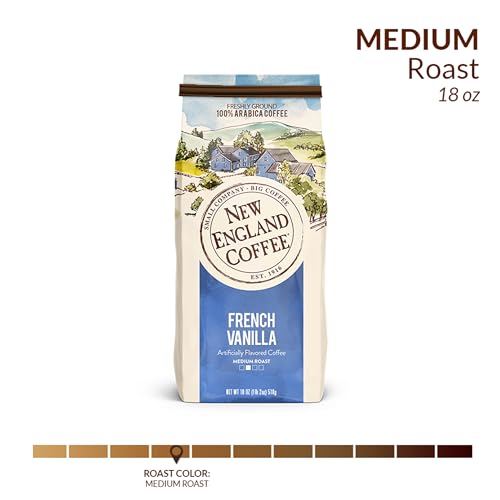 New England Coffee French Vanilla Medium Roast Ground Coffee, 18 Ounce