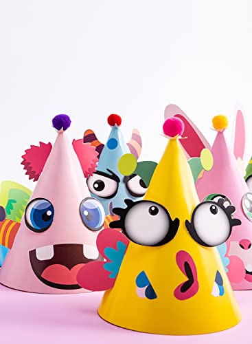 JOYIN 12 Sets Animal Theme Party Hats for Kids - Craft Activity Kits (5" x 5" x 7")