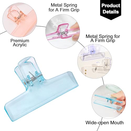 6 Pack Clear Acrylic Chip Clips for Food Storage & Organization