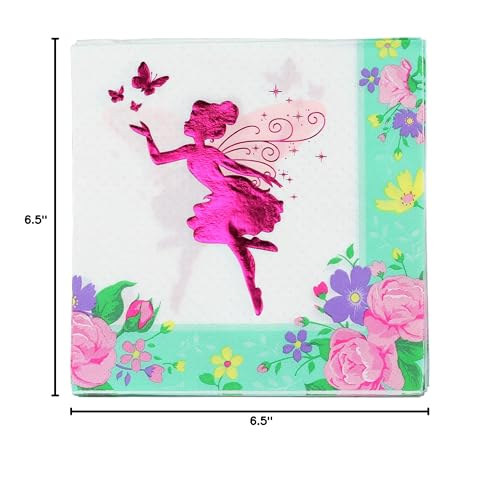 48-Count Floral Fairy Paper Napkins - Iconikal 2-Ply Disposable