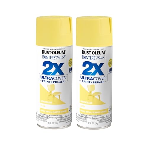 Rust-Oleum Painter's Touch Ultra Cover Spray Paint - Satin Lemon Grass, 12 oz (Pack of 2)