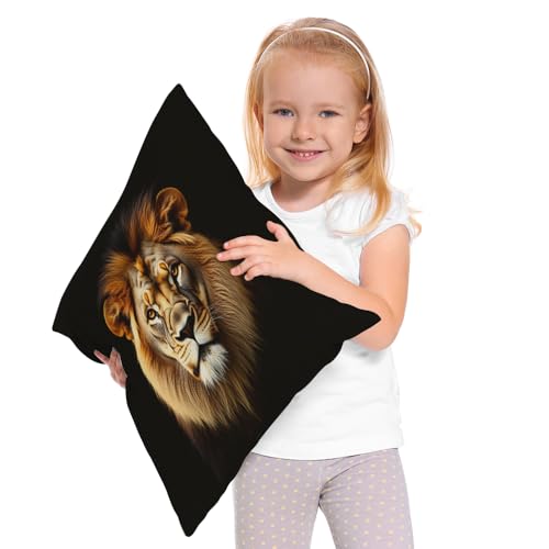 Moslion 18" Lion Pillow Case - Cool Brown Lion Head Cushion Cover