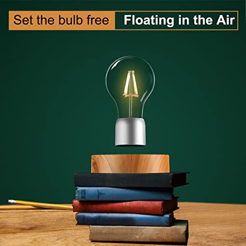 Magnetic Levitating Floating Wireless LED Desk Lamp - Round Wooden Base