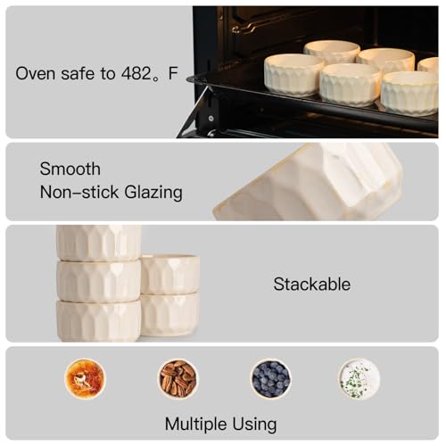 Large Ceramic Casserole Dish Set of 6 with Ramekins for Oven Cooking