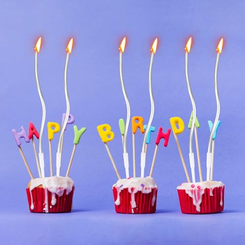 24 Silver Spiral Birthday Cake Candles | Elegant Party Decoration
