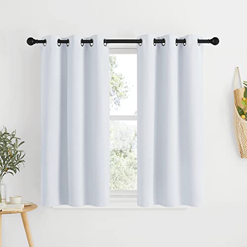 NICETOWN Room Darkening Curtains 34"W x 48"L - 2 Panels, Greyish White