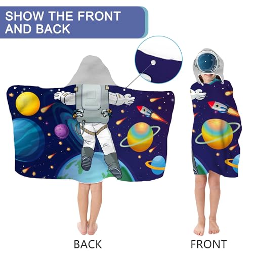 30"x50" Kids Hooded Beach Towel - Outer Space Theme