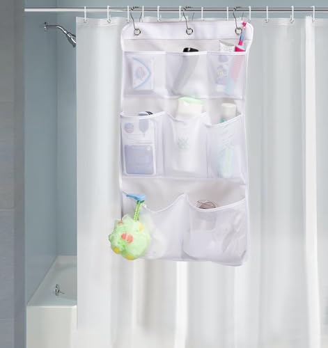 KIMBORA 8-Pocket Mesh Hanging Shower Caddy - White Bathroom Organizer