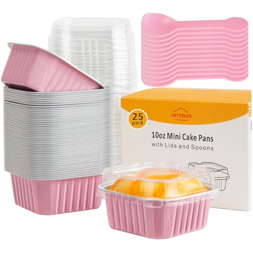 Pink Square 10oz Mini Cake Pans with Lids - Small Cinnamon Roll Containers
