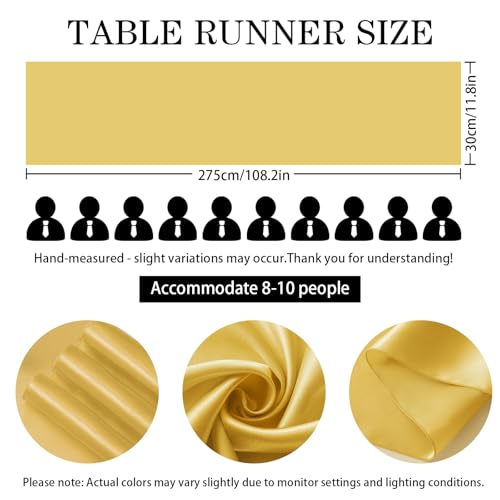 Gold Satin Table Runner 12x108 Inches - Elegant Party Decor, 10 Pack - Light Gold