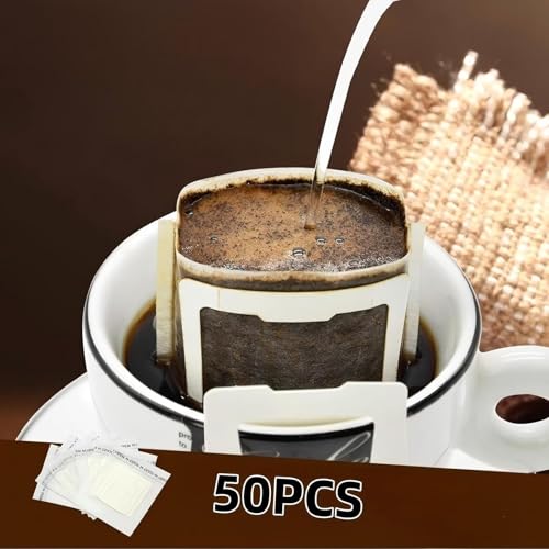 Portable Single Serve Coffee Filter Bags - 50 Count for Travel & Home