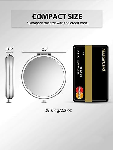Portable Double-Sided Compact Mirror – 1x/2x Magnification, Silver
