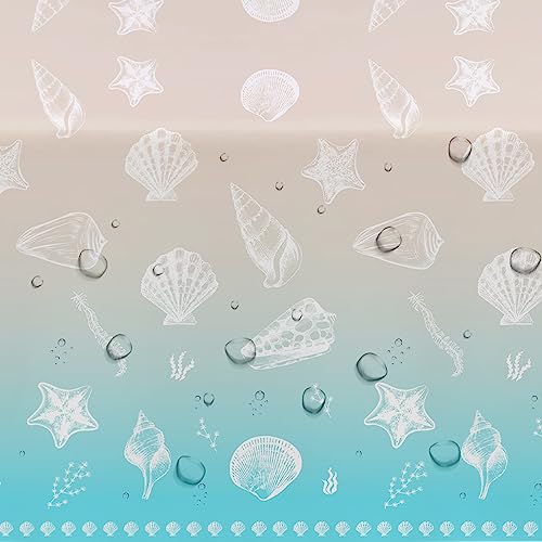 Beach Seashell Party Tablecloths, Disposable Ocean Theme Table Covers, 3 Pack