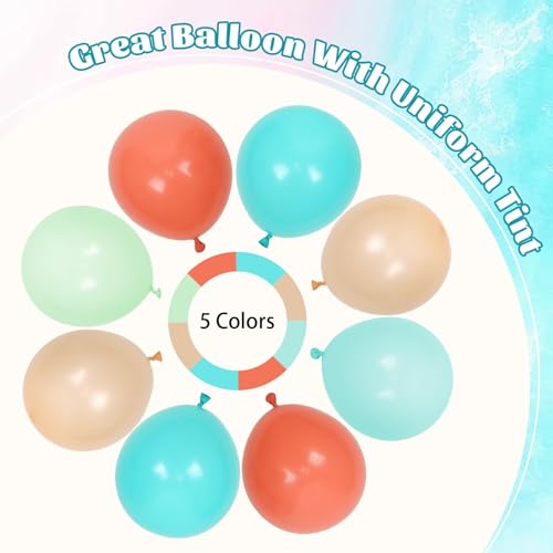 151pcs Tropical Balloon Arch Kit - Coral Red, Green, Blue, Gold
