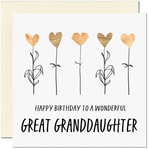 Eco-Friendly Birthday Card for Great Granddaughter - Elegant Heart Flowers