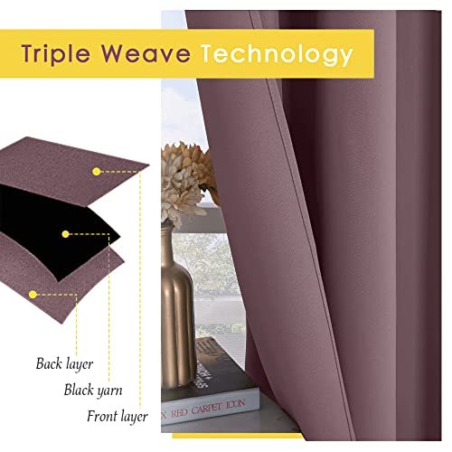 NICETOWN Thermal Insulated Blackout Curtains - 34" x 60" - Dry Rose