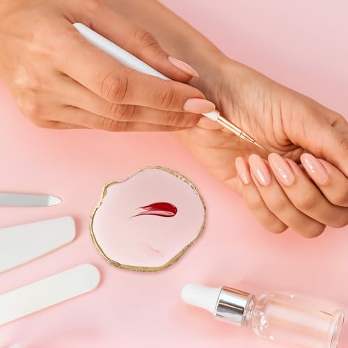 SynHHergyx Resin Nail Art Palette - Pink Gold Edge Mixing Plate