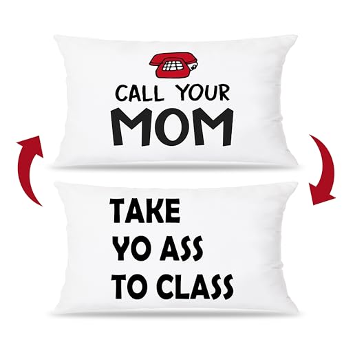 Funny Call Your Mom Pillow Covers 20x12 - Cozy Flannel Dorm Decor