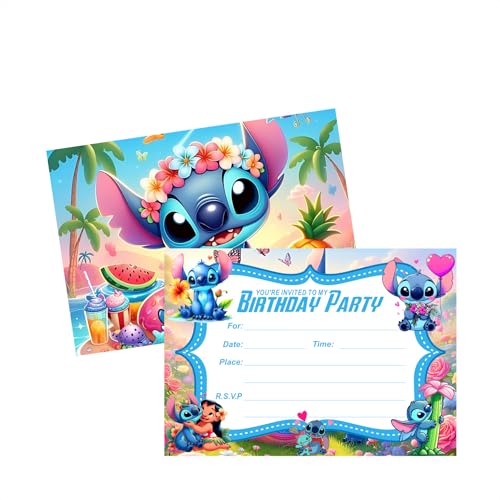12-Piece Fill-In Birthday Party Invitation Cards, 4.2 x 6 Inch