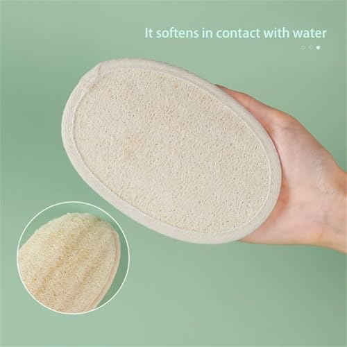 Natural Loofah Body Scrubber 2-Pack Exfoliating Bath Sponge with Terry Cloth
