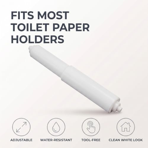 Universal Spring-Loaded Toilet Paper Holder Roller Replacement Rod - White
