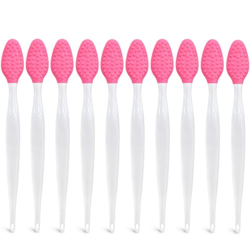 Silicone Facial Cleansing Brush Set – 10 Pack Pink-Red Face Scrubbers