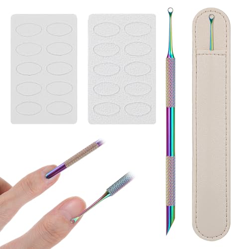 Dual-Ended Cuticle Pusher & Scraper Tool with Leather Case and Files