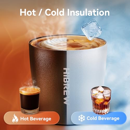 HIBREW 8oz Stainless Steel Espresso Mug - Vacuum Insulated Coffee Cup, White