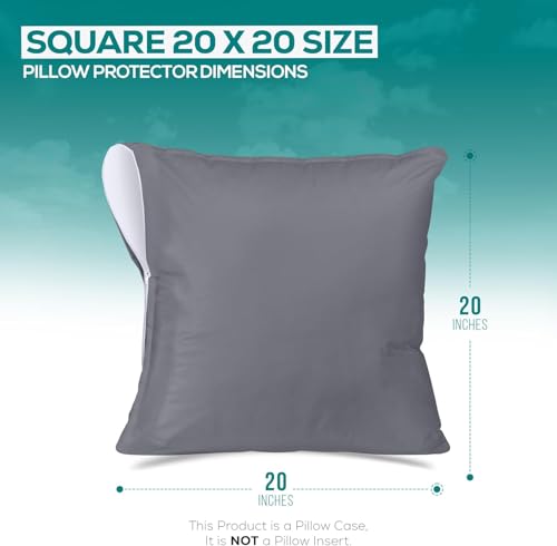 Set of 2 Gray Pillow Protectors 20x20 Inches with Zipper