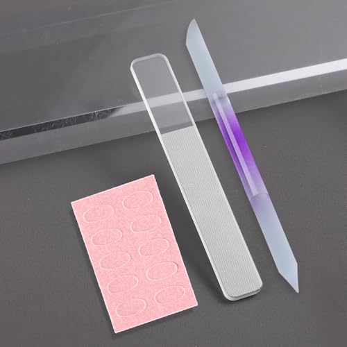 Glass Nail File and Cuticle Pusher Set with Sanding Pads