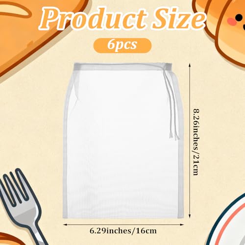 6 Pack White Nylon Straining Bags for Home Brewing & Wine Making