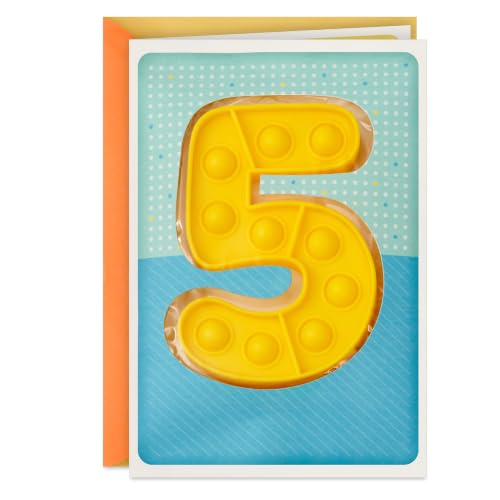 Hallmark 5th Birthday Card with Detachable Pop It! Fidget Toy for Kids