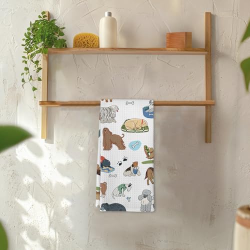Funny Dog Kitchen Towels - 16x24 Inch Decorative Hand Towels for Dog Lovers