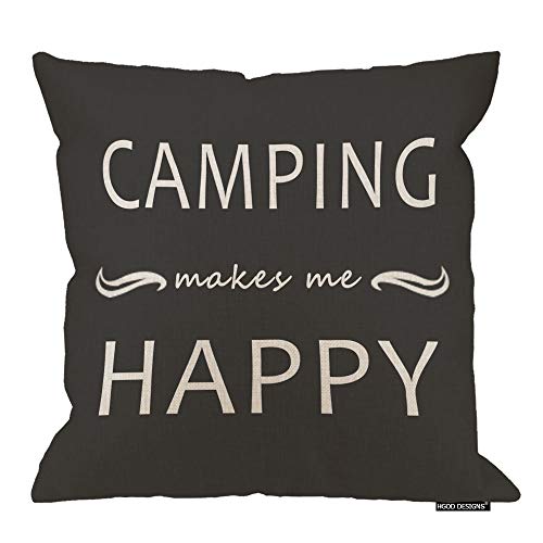 HGOD DESIGNS Camping Throw Pillow Cover, 18x18 Inch Cotton Linen Cushion Case
