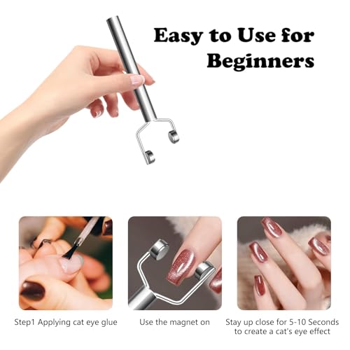 HINGTAI 3-in-1 Cat Eye Nail Magnet - Double Head Magnetic Tool
