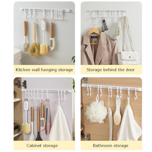 OULIGET Adjustable Utility Slide Rail Hook - White Wall Utensil Rack (2 Pack)