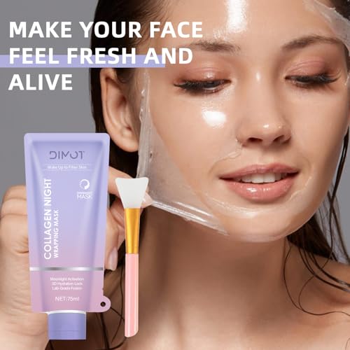 Collagen Night Wrapping Mask Peel-Off Face Mask with Jelly Brush 2.54 fl.oz