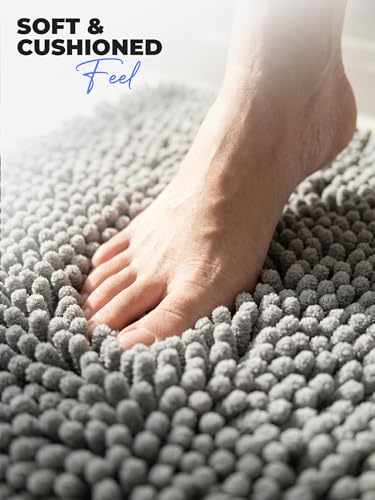 Utopia Home Non-Slip Microfiber Bath Rug 17x24 Inch - Grey