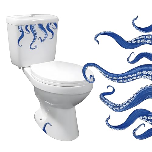 Blue Octopus Tentacle Toilet Lid Decal - Peel & Stick Bathroom Decor