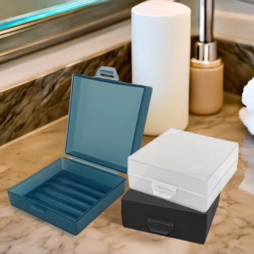 Elimeta Matt Blue Travel Soap Container Square Shower Bar Holder for Handmade Soap