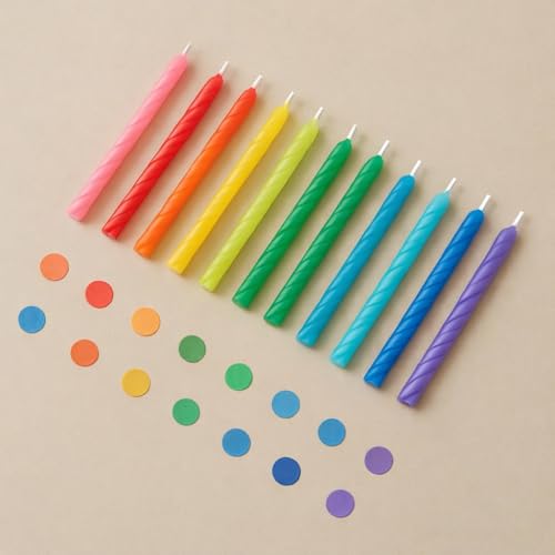 Cwise 50-Count Spiral Birthday Candles – Mini Pastel Rainbow Cake Candles