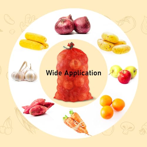 Reusable 14" x 24" Onion Bags - 10 Pack Drawstring Vegetable Storage