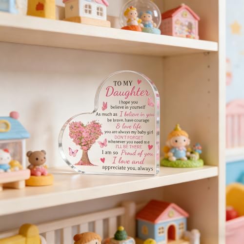 Heart-Shaped Acrylic Plaque - Inspirational Gifts for Daughter