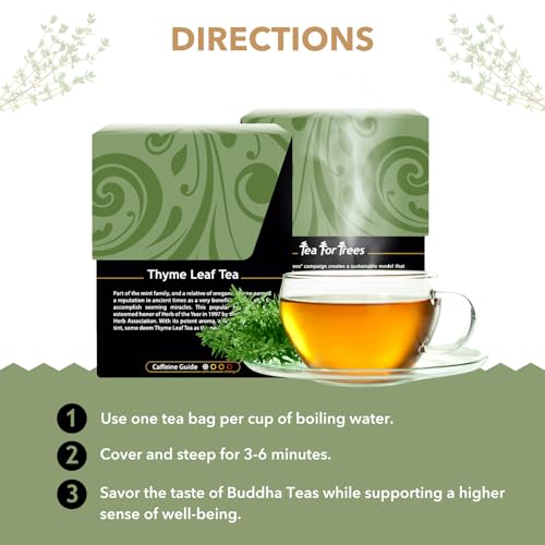 Buddha Teas Organic Thyme Leaf Herbal Tea - Caffeine Free, 18 Tea Bags