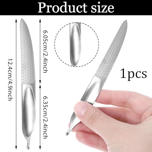 Curved Metal Nail File - Stainless Steel Double-Sided Toenail File
