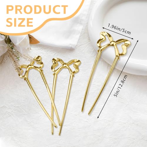 Yitexin 3-Piece Gold Metal French Hair Pins - U-Shaped Hair Forks for Buns
